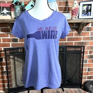 Purple xtreme tek Will Run For Wine running tee